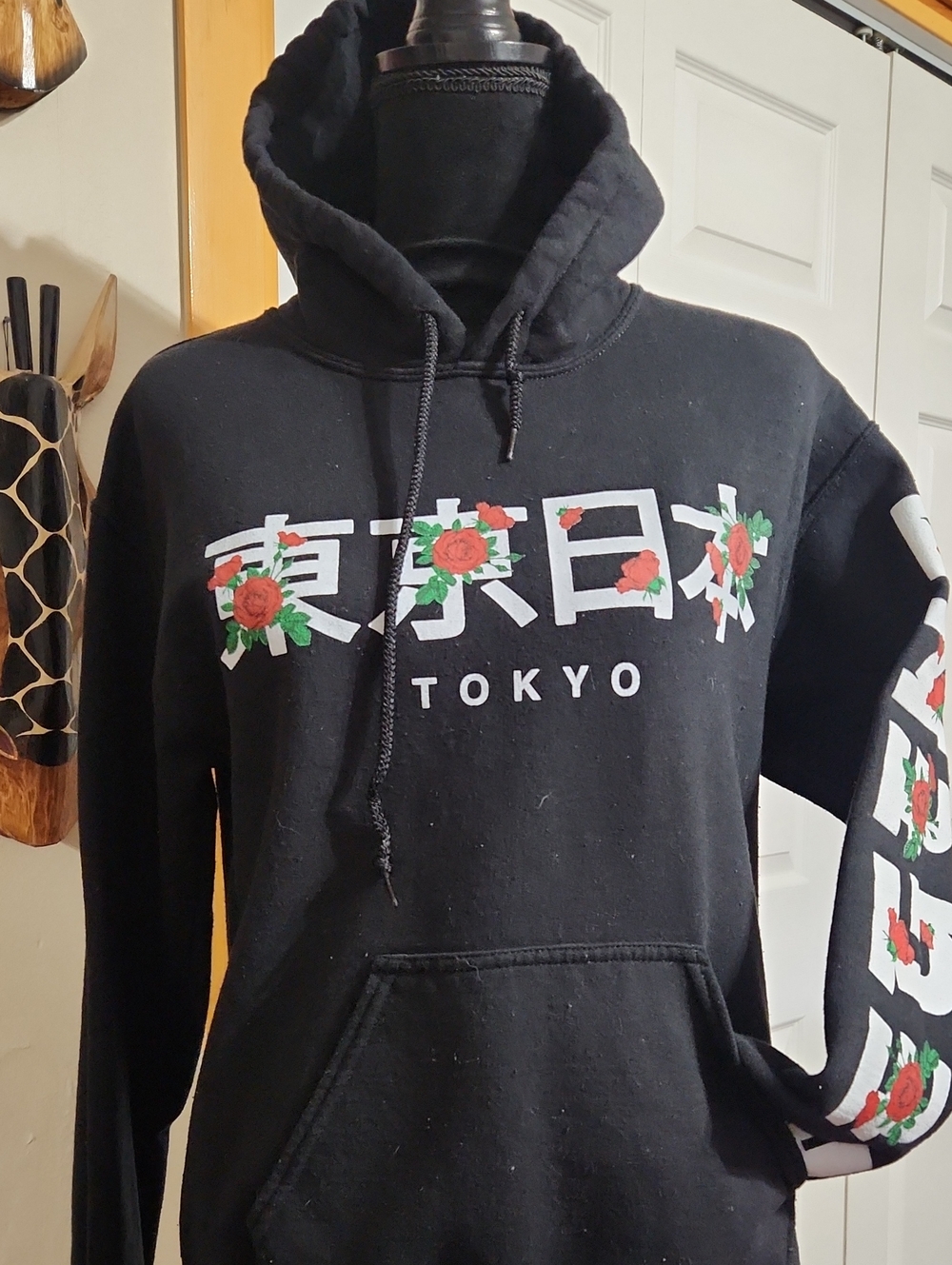 Tokyo Floral Graphic Hoodie - Black